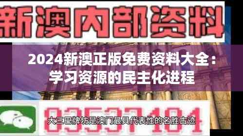 2024新澳正版免費資料大全：學習資源的民主化進程