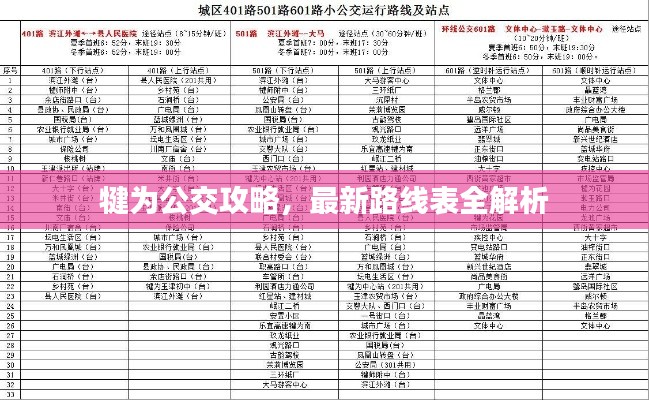 犍為公交攻略,最新路線表全解析